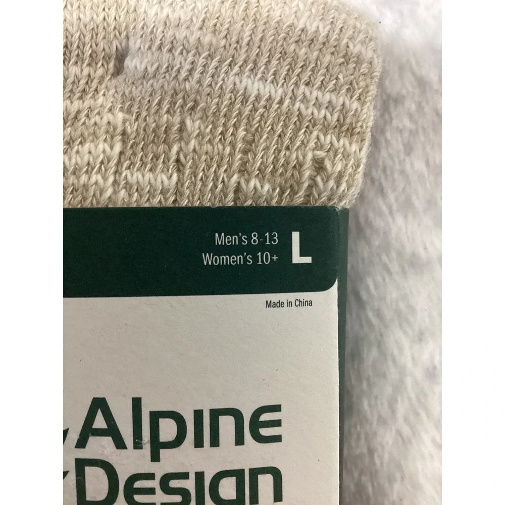 Alpine Design 2 Pair Ragg Hiker Crew Socks Maroon Brown Orange L AD24-SOK-2401.